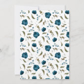 Marineblauw Bloementuin Bruiloft Kaart (Achterkant)