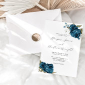 Marineblauw Bloementuin Bruiloft Kaart