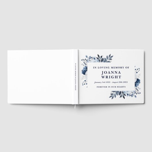 Marineblauw bloemetje in liefdevolle herinnering b gastenboek (Volledig)