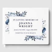 Marineblauw bloemetje in liefdevolle herinnering b gastenboek (Voorkant)