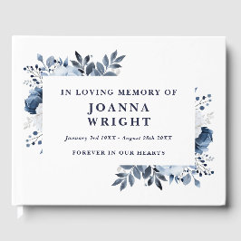 Marineblauw bloemetje in liefdevolle herinnering b gastenboek