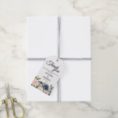 Marineblauw Bloemmotief Botanisch Cadeaulabel (Met Touw)