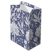Marineblauw bloemmotief in William Morris-stijl Medium Cadeauzakje (Voorkant Gekanteld)