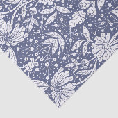 Marineblauw bloemmotief in William Morris-stijl Tissuepapier (Detail)
