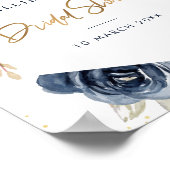 Marineblauw & blos bloem bruidsshower welkomstbord poster (Hoek)