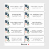 Marineblauw Blush Bloemen Bruiloft Gast Adres Sticker (Vel)