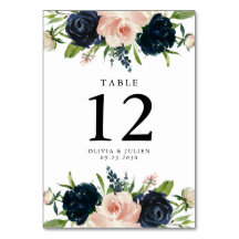 Marineblauw & Blush Roos Bruiloft