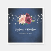 Marineblauw Blush Roze Bourgondië Roos Lichten Bru Servet (Voorkant)