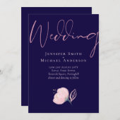 Marineblauw Blush Roze Gouden Trouwbudget (Voorkant / Achterkant)