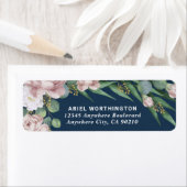 Marineblauw & Blush Roze Stoffig Roos Groen Bruilo Etiket (Insitu)