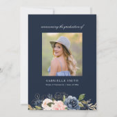 Marineblauw blush-schooldiploma kaart (Achterkant)