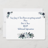 Marineblauw boeket met schedel 5" x 7" Uitnodiging (Achterkant)