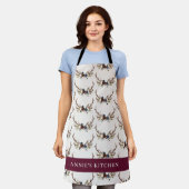 Marineblauw bogundy florale elegant elegant schort (Gedragen)