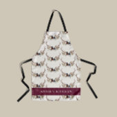 Marineblauw bogundy florale elegant elegant schort