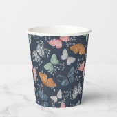 Marineblauw Boho vlinder douche party servies Papieren Bekers (Achterkant)