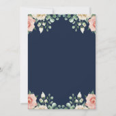 Marineblauw, Bord roze bloemig Vrijgezellenfeest Kaart (Achterkant)