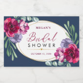 Marineblauw bordeaux bloesem Vrijgezellenfeest min Sparkling Wijnetiket (Enkel label)