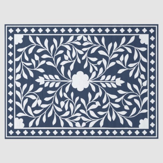 Marineblauw Bot Inleg Decoupage Papier (Voorkant)