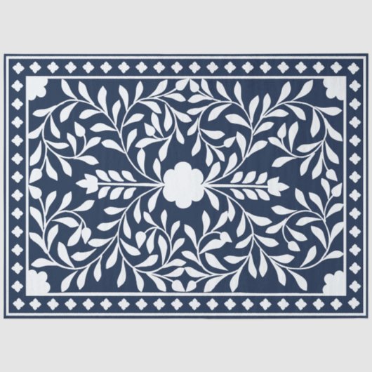 Marineblauw Bot Inleg Decoupage Papier (Voorkant)