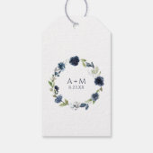 marineblauw - botanische bruiloft cadeaulabel (Achterkant)