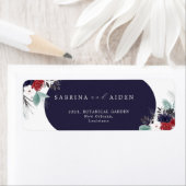 Marineblauw Bourgogne Gotische Bloemen Bruiloft Ad Etiket (Insitu)