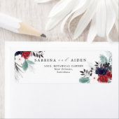 Marineblauw Bourgogne Gotische Bloemen Bruiloft Ad Etiket (Insitu)