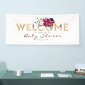 Marineblauw Bourgondië en Goud Baby shower Spandoek (Beurs)