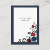 Marineblauw Bourgondië Floral Waterverf Details Informatiekaartje (Achterkant)