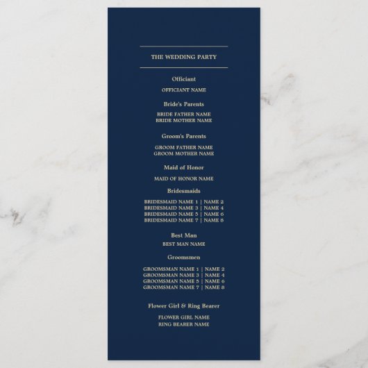 Marineblauw Bourgondië Floral Wedding Flat Program Programmakaart (Achterkant)