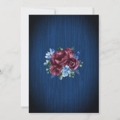 Marineblauw Bourgondië String Lights Bloemenbruilo Kaart (Achterkant)