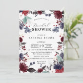 Marineblauw Bourgondisch rood gotisch bloemig Vrij Kaart (Staand voorkant)