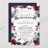 Marineblauw Bourgondisch rood gotisch bloemig Vrij Kaart (Voorkant / Achterkant)