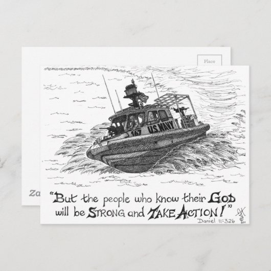 Marineblauw Briefkaart (Voorkant / Achterkant)