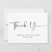 Marineblauw Bruiloft Dank u Kaart (Voorkant)