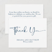 Marineblauw Bruiloft Dank u Kaart (Voorkant / Achterkant)