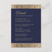 Marineblauw bruiloft Details -  gouden Rozen Informatiekaartje (Voorkant)