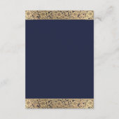Marineblauw bruiloft Details - gouden Rozen Informatiekaartje (Achterkant)