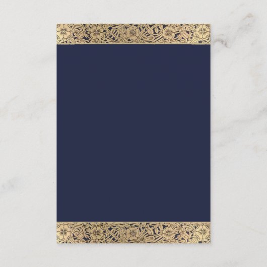 Marineblauw bruiloft Details -  gouden Rozen Informatiekaartje (Achterkant)