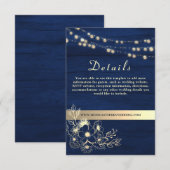 Marineblauw Bruiloft Details Website Behuizing Kaa Informatiekaartje (Voorkant / Achterkant)