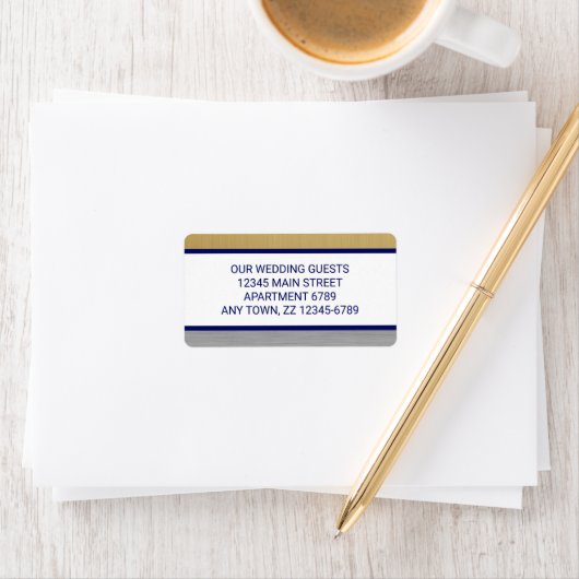 Marineblauw Bruiloft Moderne Stijlvolle Print Uw E Etiket (Insitu)