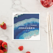 Marineblauw Bruiloft Monogram Datum | Agaat Servetten (Insitu)