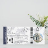 Marineblauw Bruiloft uitnodiging Boarding pass tic (Staand voorkant)