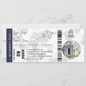 Marineblauw Bruiloft uitnodiging Boarding pass tic (Voorkant)