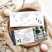 Marineblauw Bruiloft uitnodiging Boarding pass tic