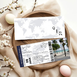 Marineblauw Bruiloft uitnodiging Boarding pass tic