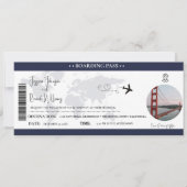 Marineblauw Bruiloft uitnodiging Boarding pass tic (Voorkant)