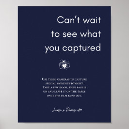 Marineblauw Bruiloft Wegwerp Camera Teken Poster