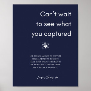 Marineblauw Bruiloft Wegwerp Camera Teken Poster
