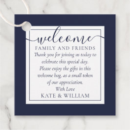 Marineblauw Bruiloft Welkom Gift Basket Bag Bedankjes Labels