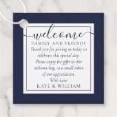 Marineblauw Bruiloft Welkom Gift Basket Bag Bedankjes Labels (Voorkant)